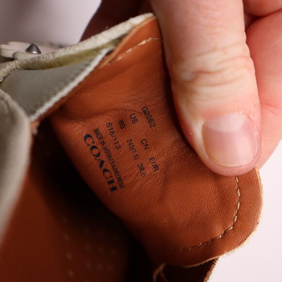 COACH Rose Rivets Studded Floral Taupe Slip On Off White Sneaker Women' 8B - Picture 7 of 7